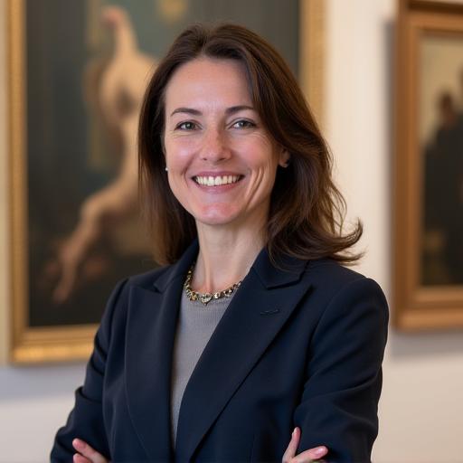 Gründerin Anna Kaufmann steht in einer Kunstgalerie