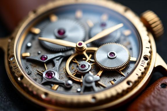 Detailaufnahme einer filigranen Schweizer Uhr